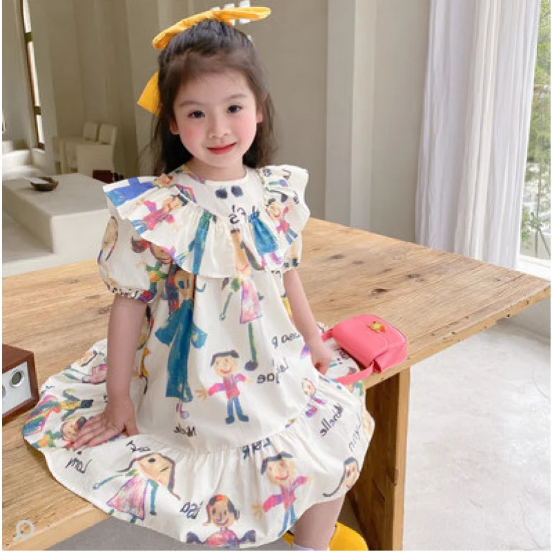 Girls' Cartoon Doll Sweet Dress Sister and Brother Outfit25Spring and Summer New Fashion Foreign Trade Children's Clothing Whole