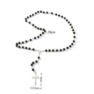 Rosary Handmade Pearl with Panger Cross for Ladies, Vintage Style, Imitation Jewelry, 1PC 8 Main Catholic Rosary Sales - №6