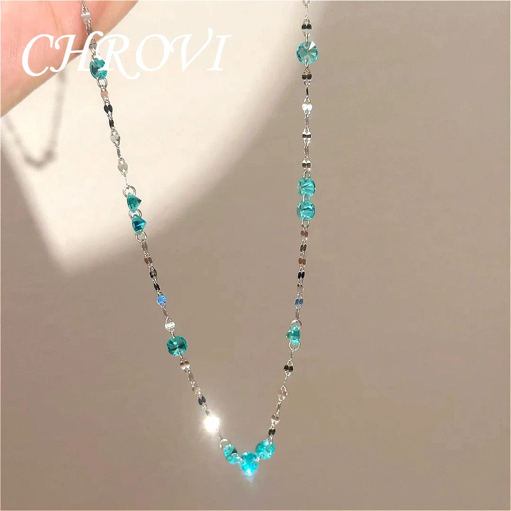 Limited-Edition 925 Sterling Silver Starry River Shimmering Gemstone Necklace for Women, Featuring a Simple Design.