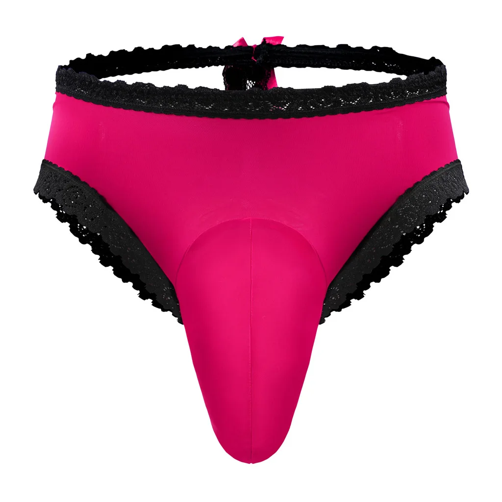

Men's Semi-Transparent Lace Briefs, Sexy Sheer Low-Rise Butt-Lifting Bikini Panties, Breathable Floral Mesh Underwear