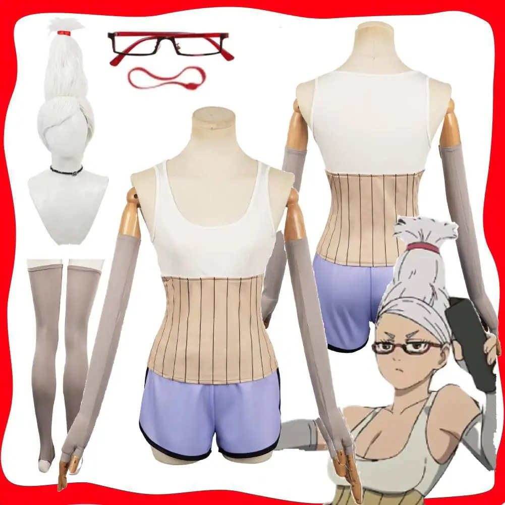 Anime Dandadan Seiko Ayase Cosplay Costume Women Girls Disguise Roleplay Wigs Outfits Vest Sockings Glasses Set Halloween Suit