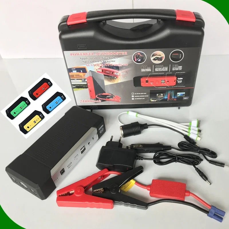 Portable 12v 24v Emergence Tool Kit Smart Battery Jump Starter Pack With Air Compressor, High Power Bank Car Jump Start