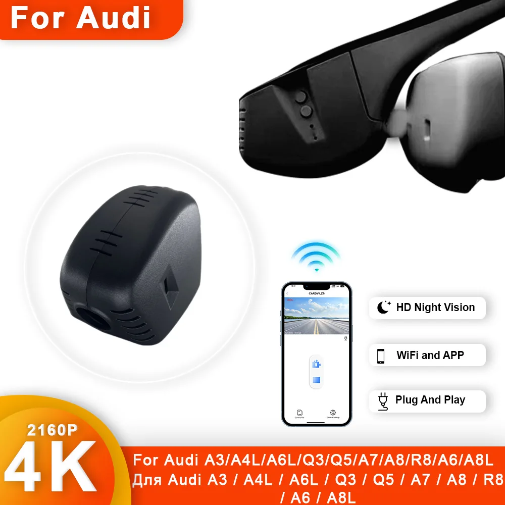 

For Audi a3 a4 a5 a6 a7 a8 q2 q3 q5 q7 q8 s3 s4 s5 s6 s7 s8 rs3 rs4 rs5 rs7 TT b4 b5 b6 b7 b8 b9 8v 8p 4K WIFI Car Dvr Dashcam