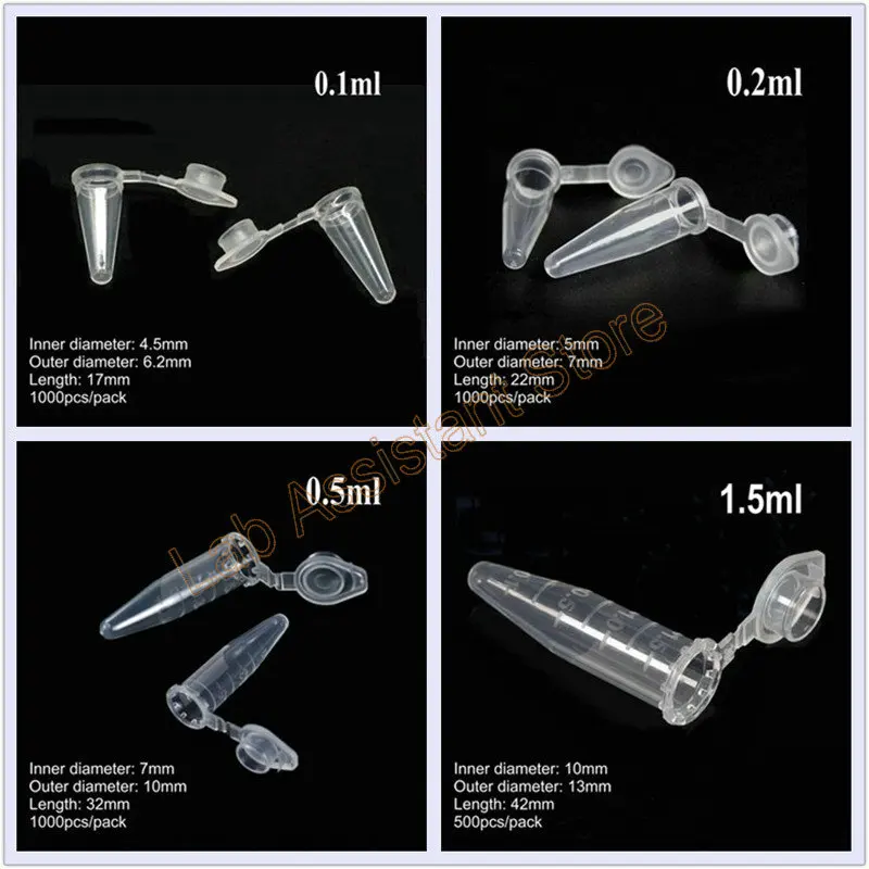 Laboratory 0.1/0.2/0.5/1.5/2/5/7/10/15ml Plastic Centrifuge Tube EP Pipette / PCR Tube Microbiology School Supplies