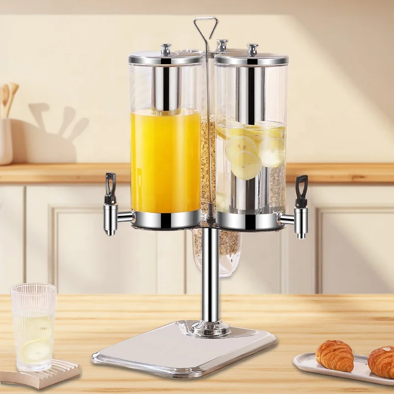 

Wedding Party 3L DoubleJuice Dispenser Cereal Dispenser Stainless Steel Hotel Milk And Bulk Cereal Dispenser