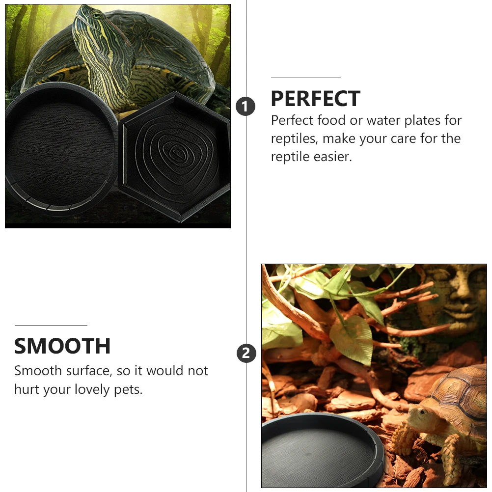 

2Pcs Reptile Bowl Plastic Food Feeder for Tortoises Black Safe Environmental Thick Design Pet Supplies Reptiles Lizards