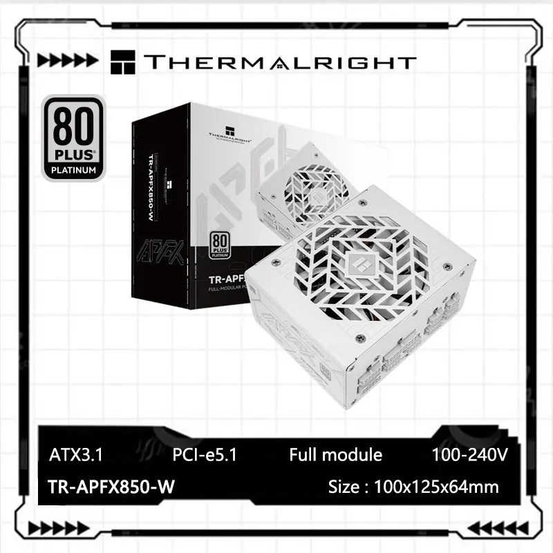 

Thermalright TR-APFX850/10000-W White computer case power supply,SFX platinum medal full module,support ATX3.1 /pcie5.1