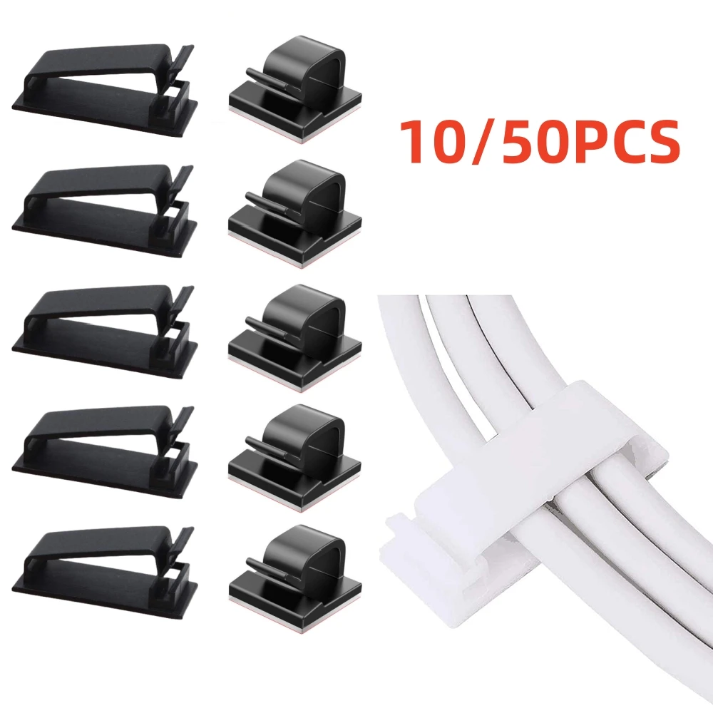 50/20/10PCS Self-adhesive Cable Organizer Wire Tie Cable Clips Holder Clamp Management Car GPS Data Cord Winder Manager