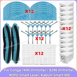 Fit For ( Conga 7490 Immortal / 8290 Immortal, ROPO Smart Laser, Kabum Smart 900 ) Parts Main Brush Filter Mop Cloth Dust Bag