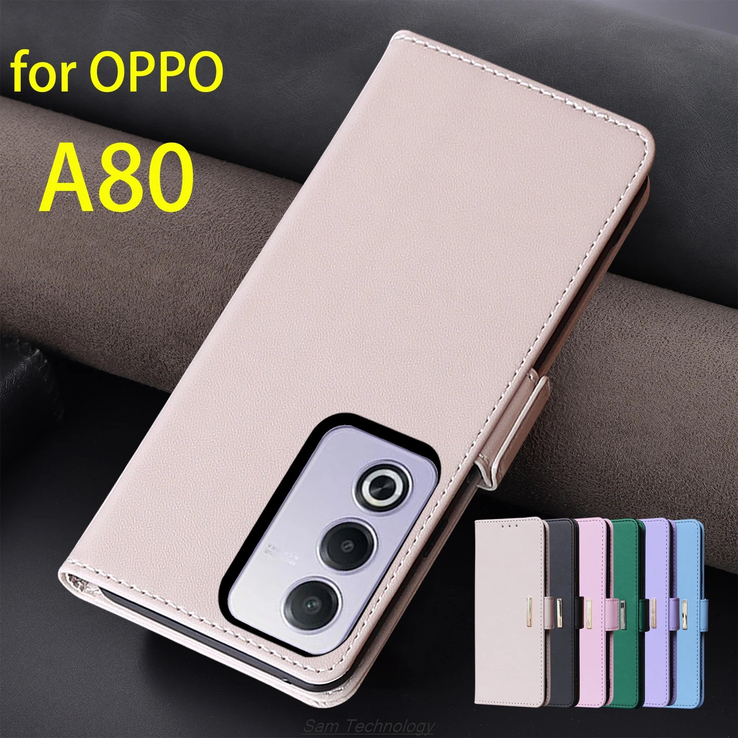 

Magnetic buckle Leather Case for OPPO A80 5G Global Wallet RFID BLOCKING Flip Cover female Simple Capa Fundas Coque