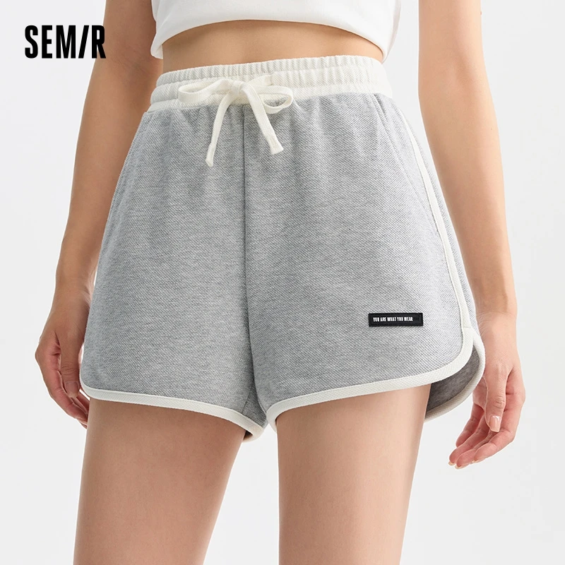 Semir-pantalones cortos informales para mujer, Shorts con cintura elástica, holgados, de textura, estilo deportivo, verano, 2024