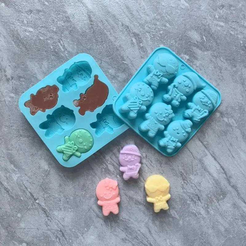Christmas Gingerbread Man Silicone Baking Mold Heat Resistant Non-Stick Mould for Cookie Chocolate Fondant Cake Xmas Home Bakin