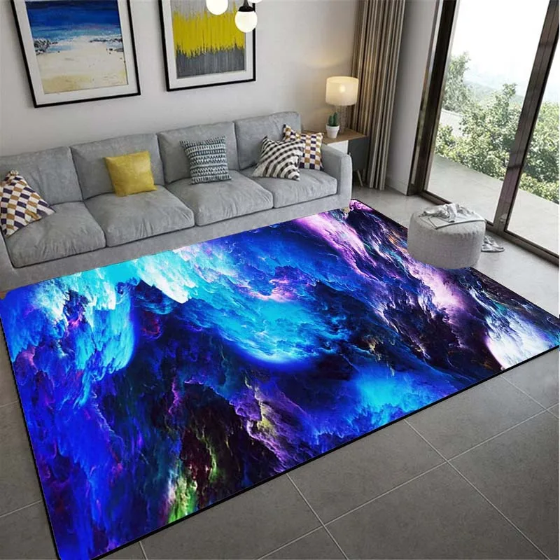 Grand tapis coloré imprimé en 3D Galaxy, étoile colorée, ciel, salon, polymères de sol, Doorvirus, cove, design