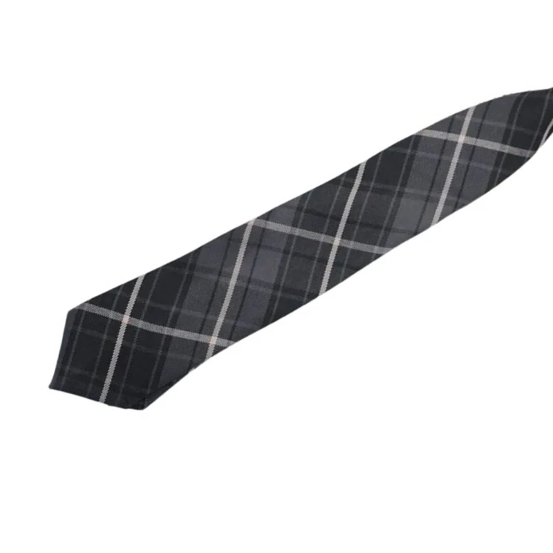 Korean Japanese College Fashion Gray Checkered Pre-Tied Neck Tie JK Girl School Uniform Necktie Student Bowtie Neckwear