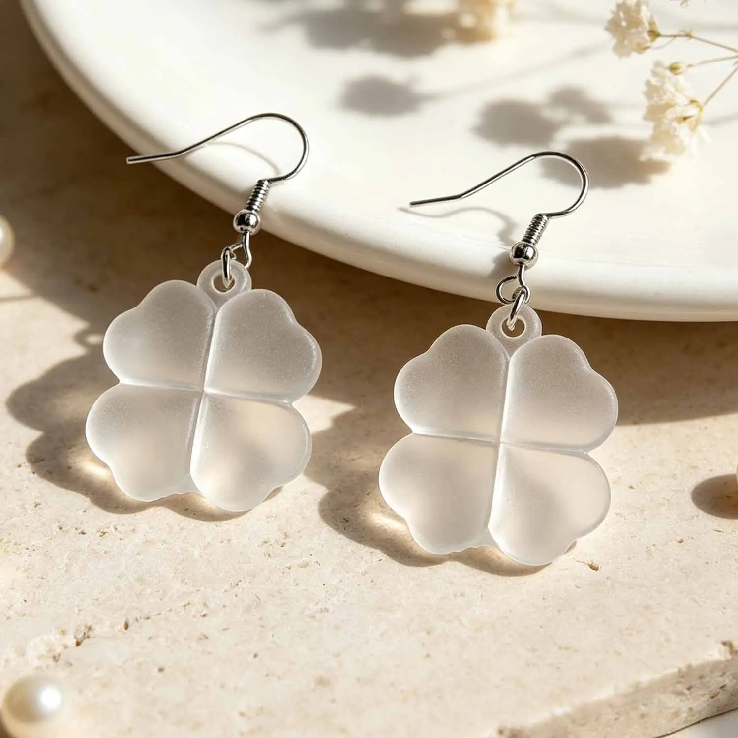 

Lucky Four-leaf Clover Earrings Transparent Acrylic Pendants Drop Earring Cute Women Jewelry Gifts