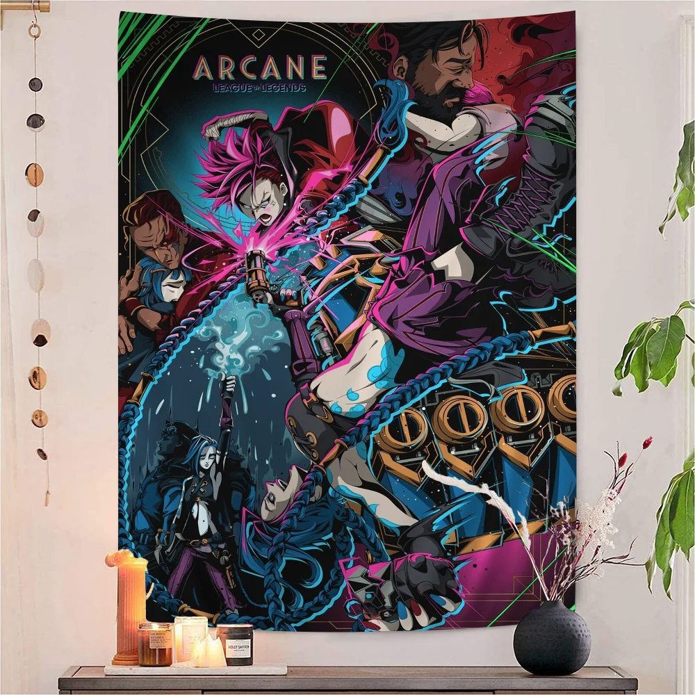 Arcane Jinx L-Lols Cartoon Tapestry For Living Room Home Dorm Decor INS Home Decor