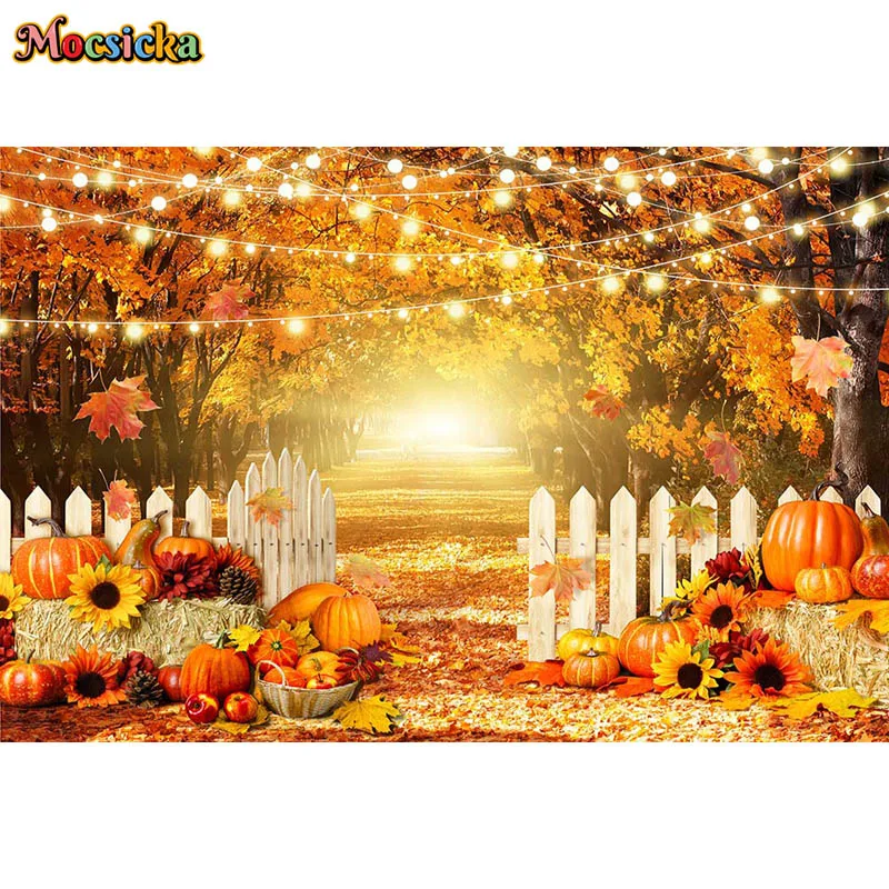 С Днем Рождения, осенний фотофон, кленовые листья, декор для торта, стола, баннер, осенний детский портретный фон, фотосессия, студия