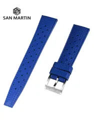 San Martin High Quality 20mm Tropical Fluorine Rubber Strap Universal FKM Watchband Fashion Comfort 316L Steel Buckle For SN0118