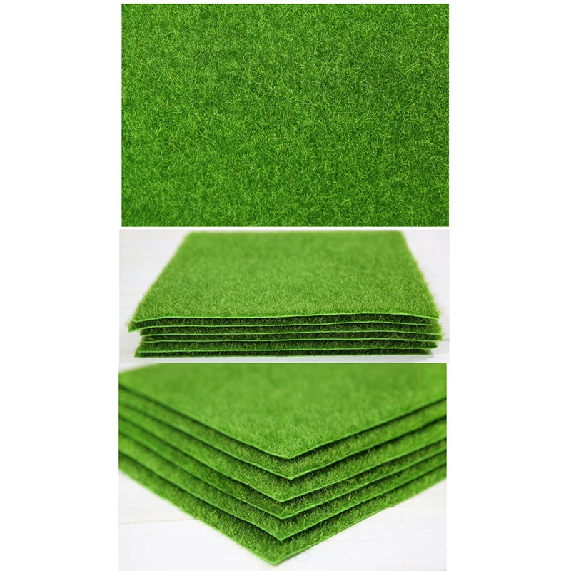 Alfombra de césped de 15x15cm, alfombras de césped artificiales verdes, césped Artificial verde musgo para jardín, accesorios de micropaisajismo DIY