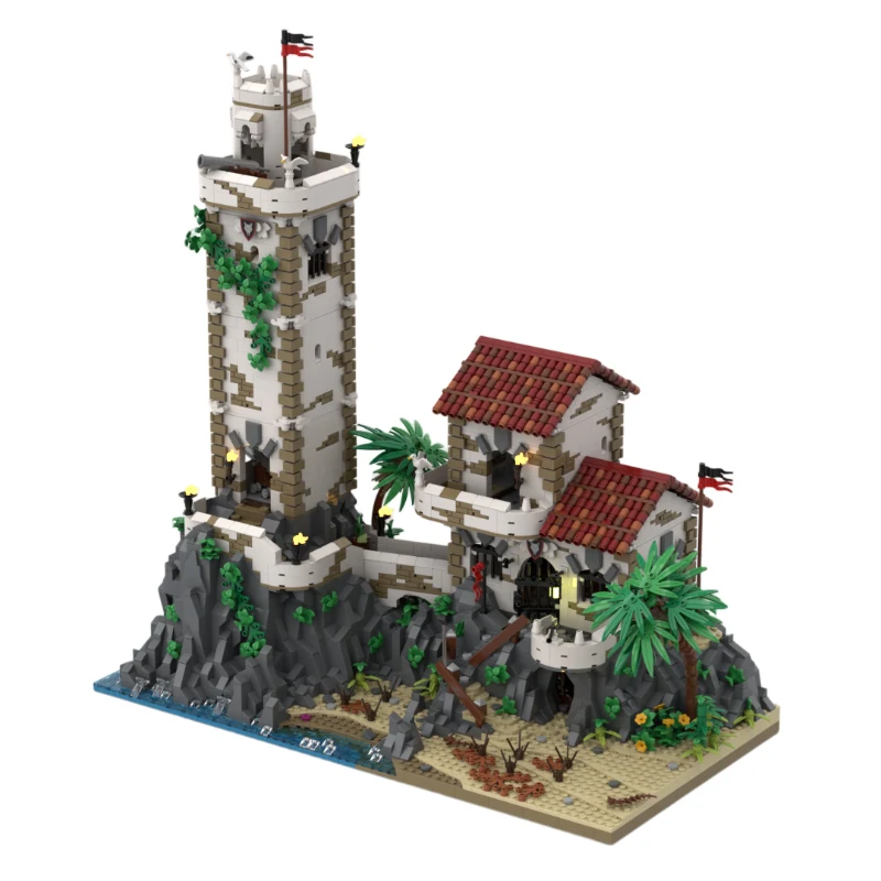 New5101PCS ยุคกลาง PirateSeries MOC พอร์ต Sauvage: Old Guard House และ Tower DIY ความคิดสร้างสรรค์ childrenToy ของขวัญบล็อกอาคาร