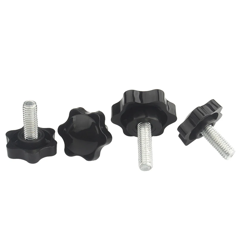 Star-Shaped Thumb Screw M4 M5 M6 M8 M10 M12 Plastic Handle Plum Hand Tighten Screw Tightening Nuts Mechanical Knob Carbon Steel