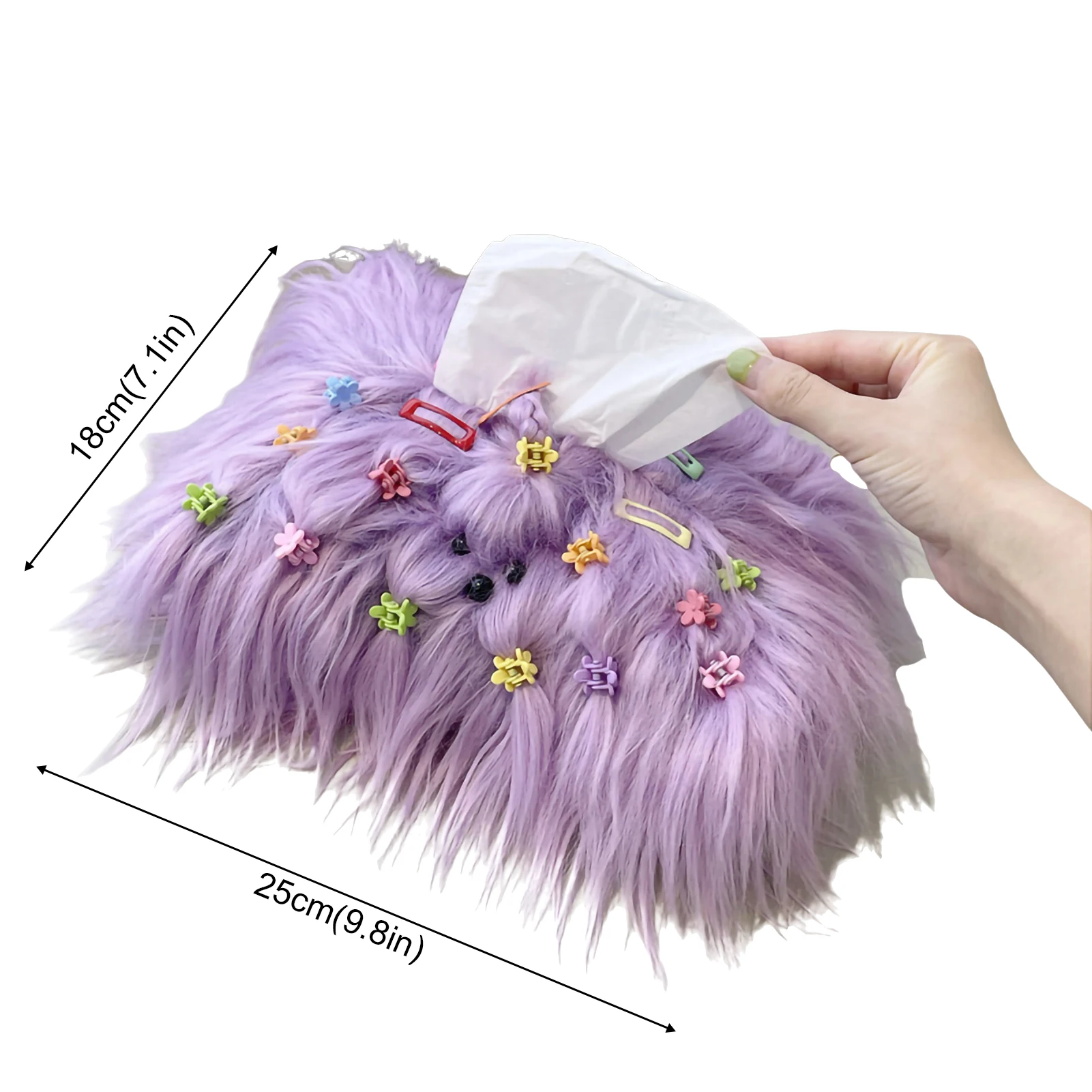 Cute Long Haired Puppy Tissue Box Car Home Kawaii Plush Tissue Boxes Tissue Storage Case Container Desktop Paper Organizer New