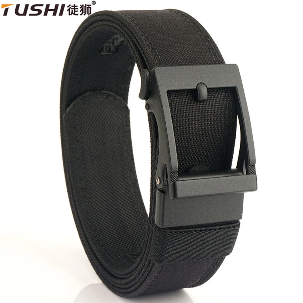 

TUSHI Belt EDC Hard Tactical Belt for Men Metal Automatic Buckle Gun Belt IPSC Nylon Military Belt Outdoor Sports Girdle Male