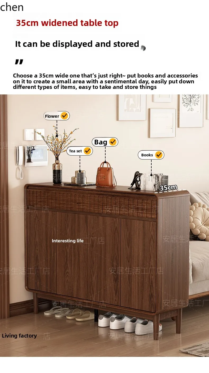 solid wood shoe cabinet household door locker integrated two-in-one high-end porch cabinet storage cabinet