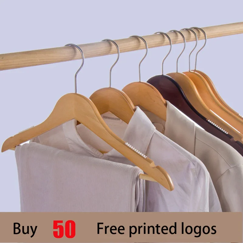 1PCS/5PCS Solid Wood Clothes Rack Hotel Clothing Store Clothes Display Rack Men's and Women's Wood Hangers Wholesale