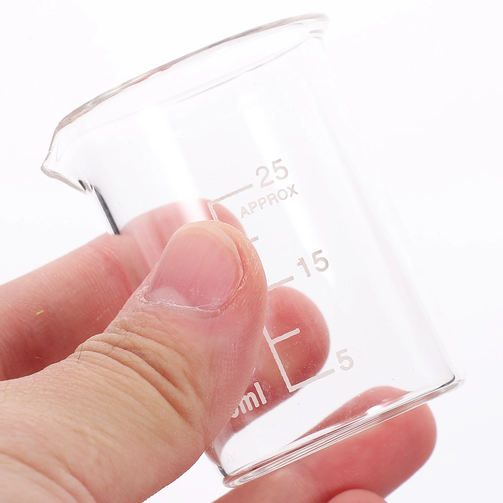 6 قطعة مجموعة أكواب زجاجية وضع مستقر قاعدة حمض مقاومة كيميائيًا أكواب قياس المذيبات كوب قياس المختبر