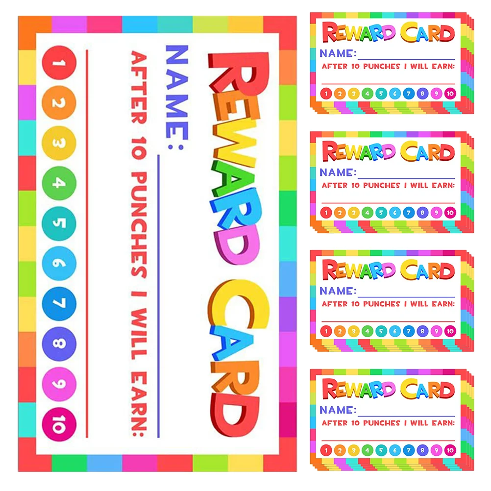 50 Pcs Reward Card Behavior Punch Cards Classroom Small School Coated Paper for Children