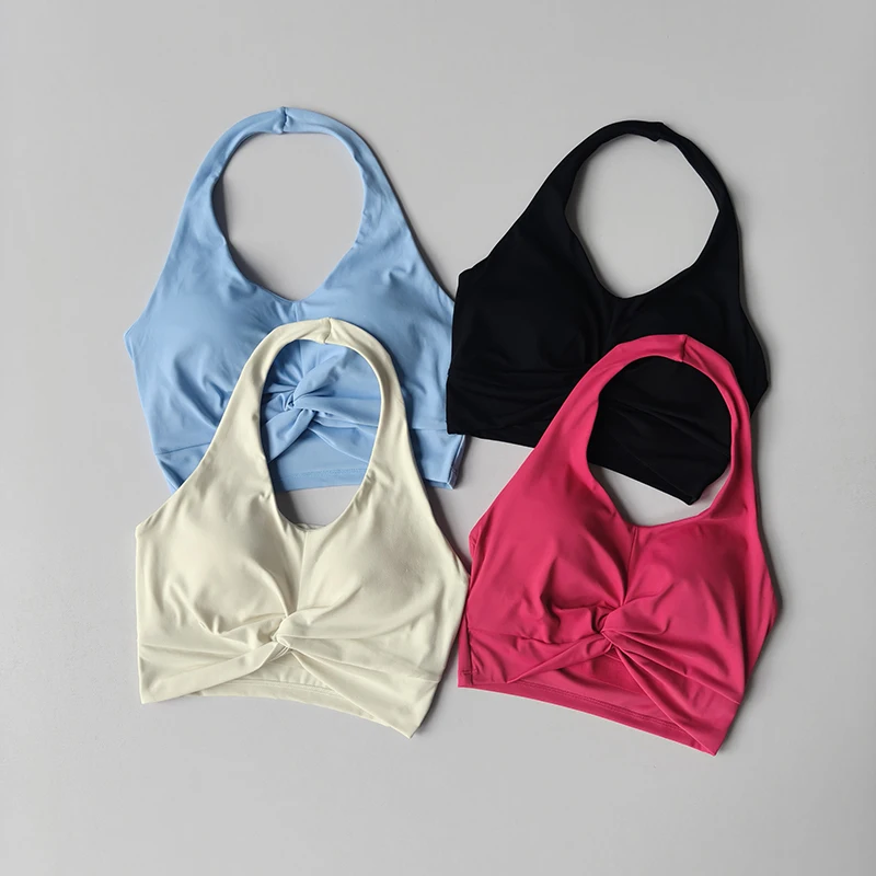 

Neck Halter Sports Underwear Beauty Back Integrated Yoga Vest Women Gather to Train Fitness Shock-proof Pilates Running Bra