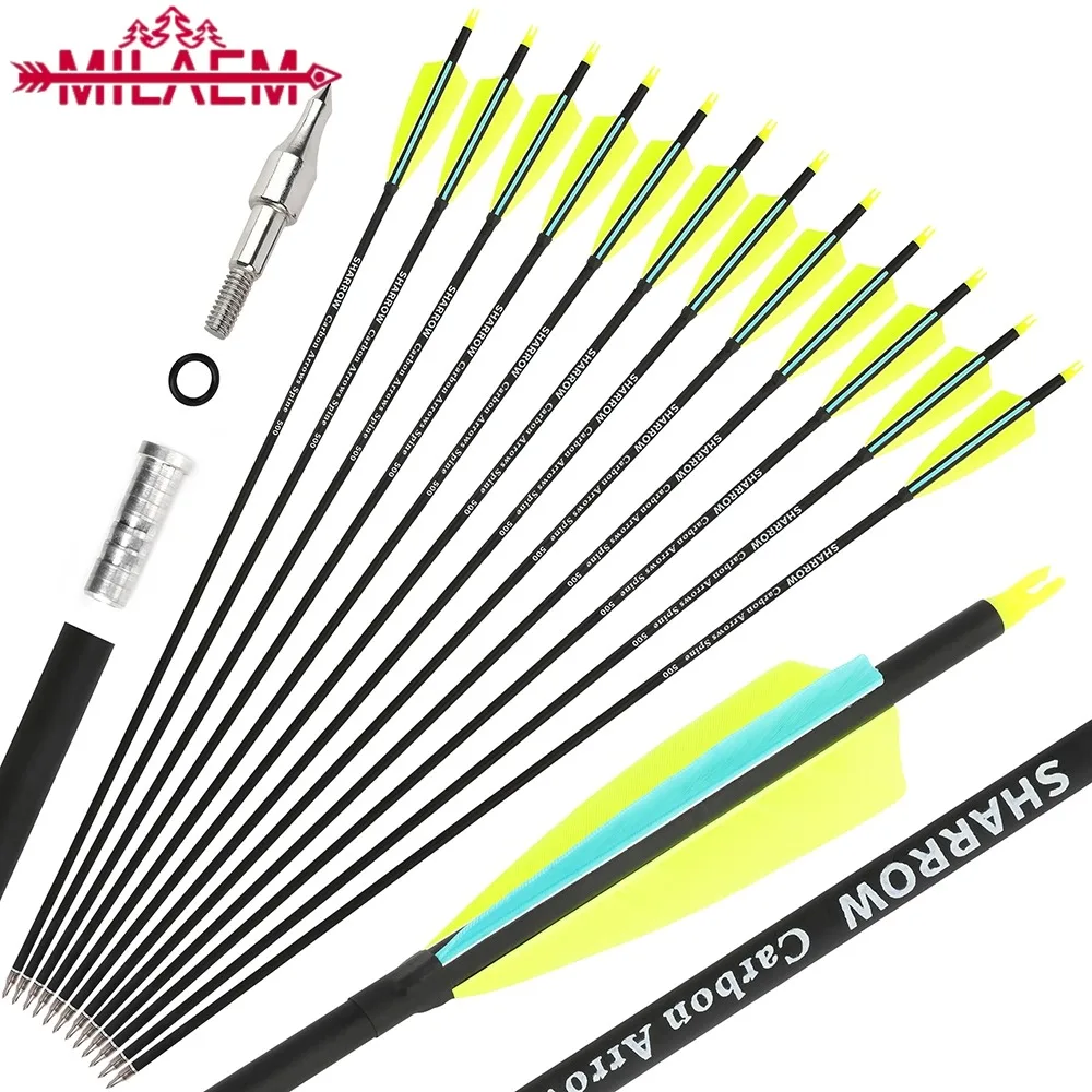 

Spine500 Archery Mix Carbon Arrows ID6.2mm for Outdoor Recurve Bow Compound Bow Hunting Shooting Target Accessories,6/12/24pcs