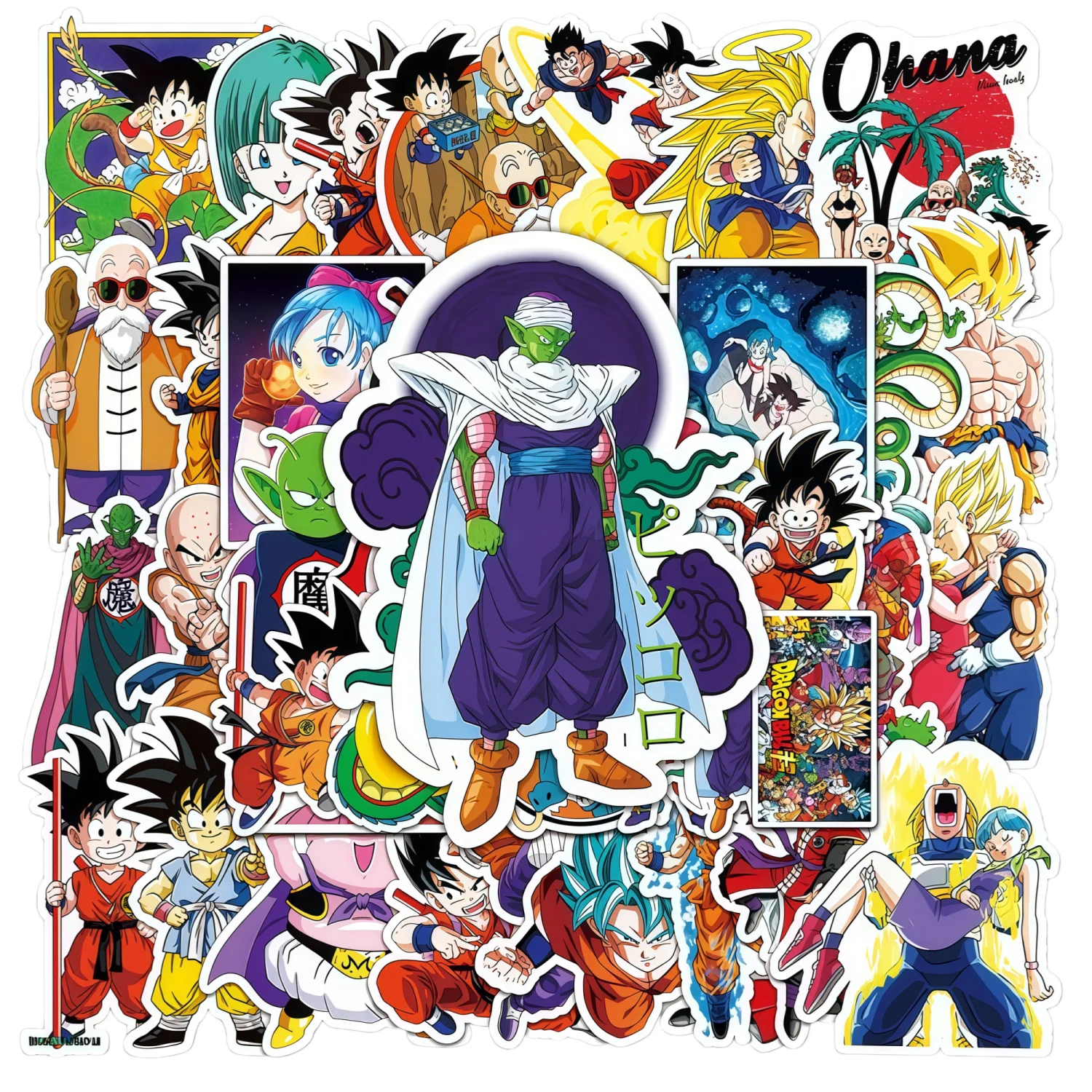 50/100 Stück Dragon Ball Cartoon Kreative Aufkleber, DIY Dekorative Sticker für Gepäck, Notizbücher und Federmäppchen