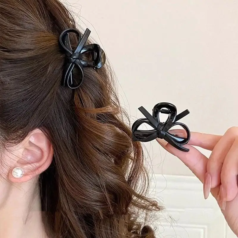 2Pcs Vintage Leather Bow Small Hair Claw For Women Girls Sweet Hair Ornament Claw Clip Hair Clip Hairpin Hair Accessories view 2