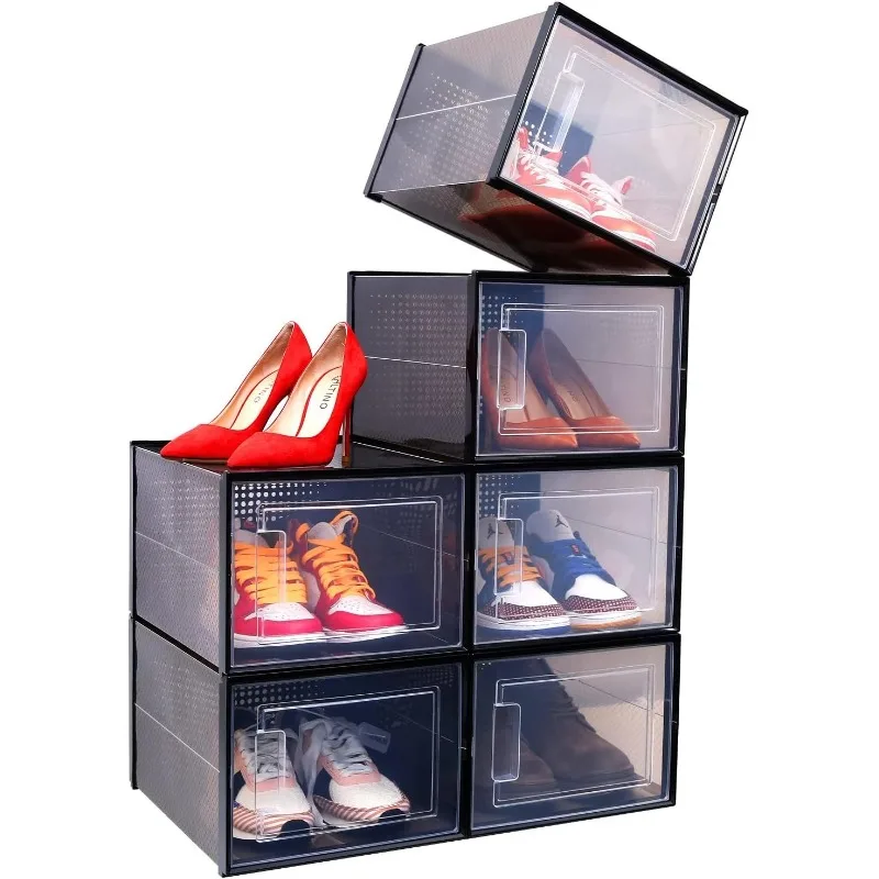 Shoe Storage Box Clear Organizer XL Large Size Stackable Plastic Shoes Containers - Sneaker Closet Drawer Type