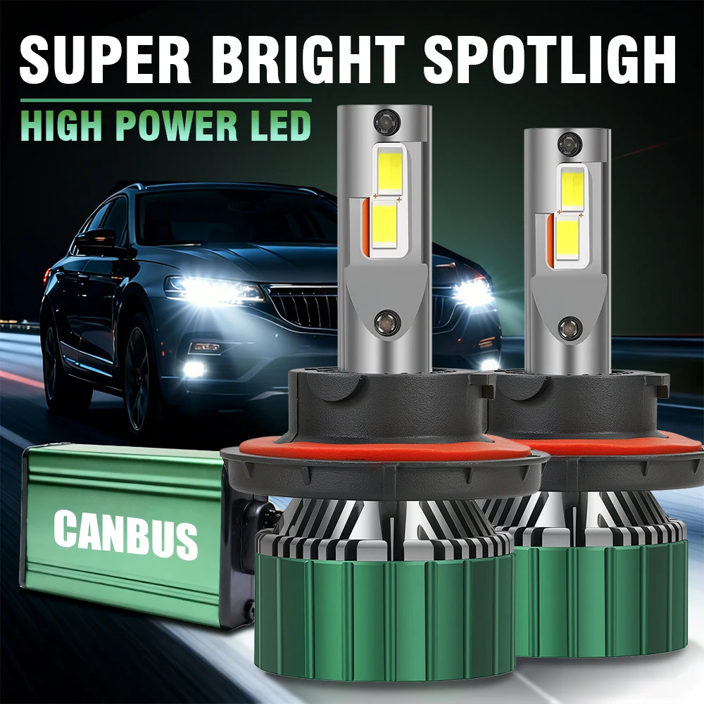 

Автомобильная светодиодная лампа H13 для фар, чипы CSP, Canbus, 50000 лм, 300 Вт, сверхъяркая, 6000K, белая, Plug&Play, с вентилятором