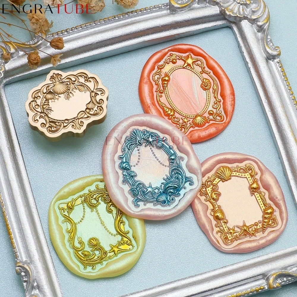3D Relief Wax Sealing Stamp Flower Frame Roman Column Conch Shell Starfish Coral For DIY Gift Greeting Card Decoration Tools