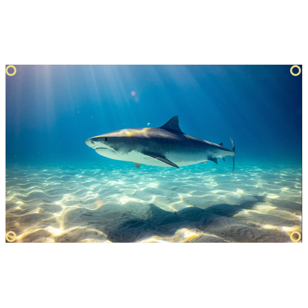 3x5 Fts Great White Shark Flag Poster Polyester Digital Printing Banner Hanging Wall Tapestry for Décor Living Room Dorm Sharks