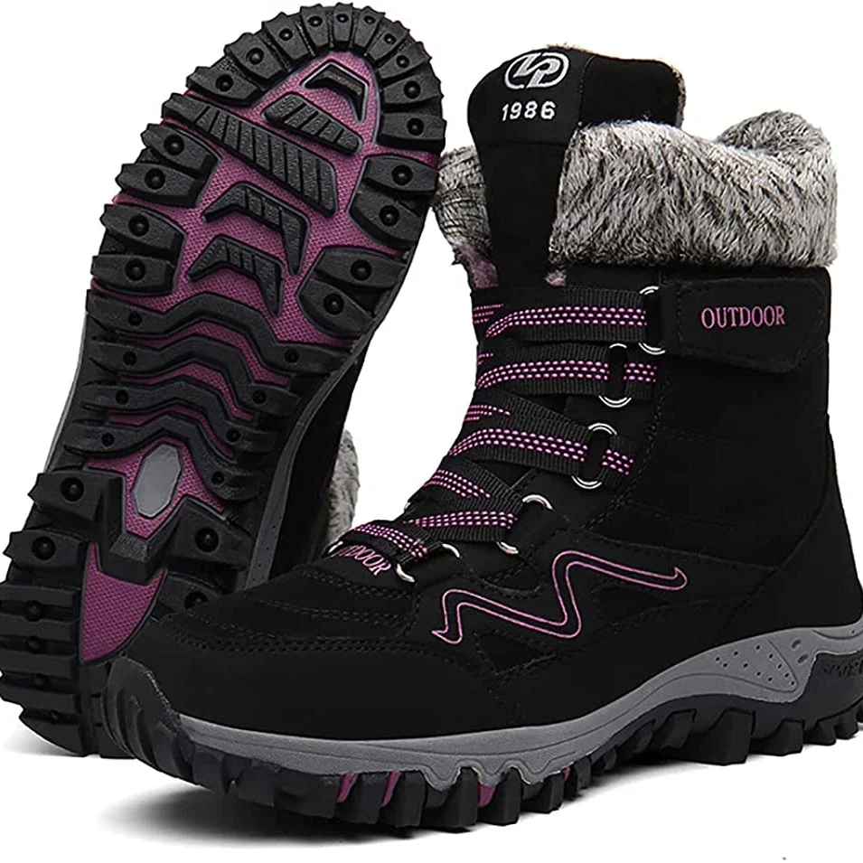 Botas de neve antiderrapantes leves para homens e mulheres, quentes, macias, ao ar livre, caminhadas, trekking, sapatos de casal, inverno