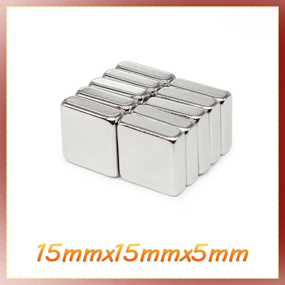 5/10/20/50PCS 15x15x5mm Block Strong Powerful Magnets N35 Rectangular Rare Earth Neodymium Magnet