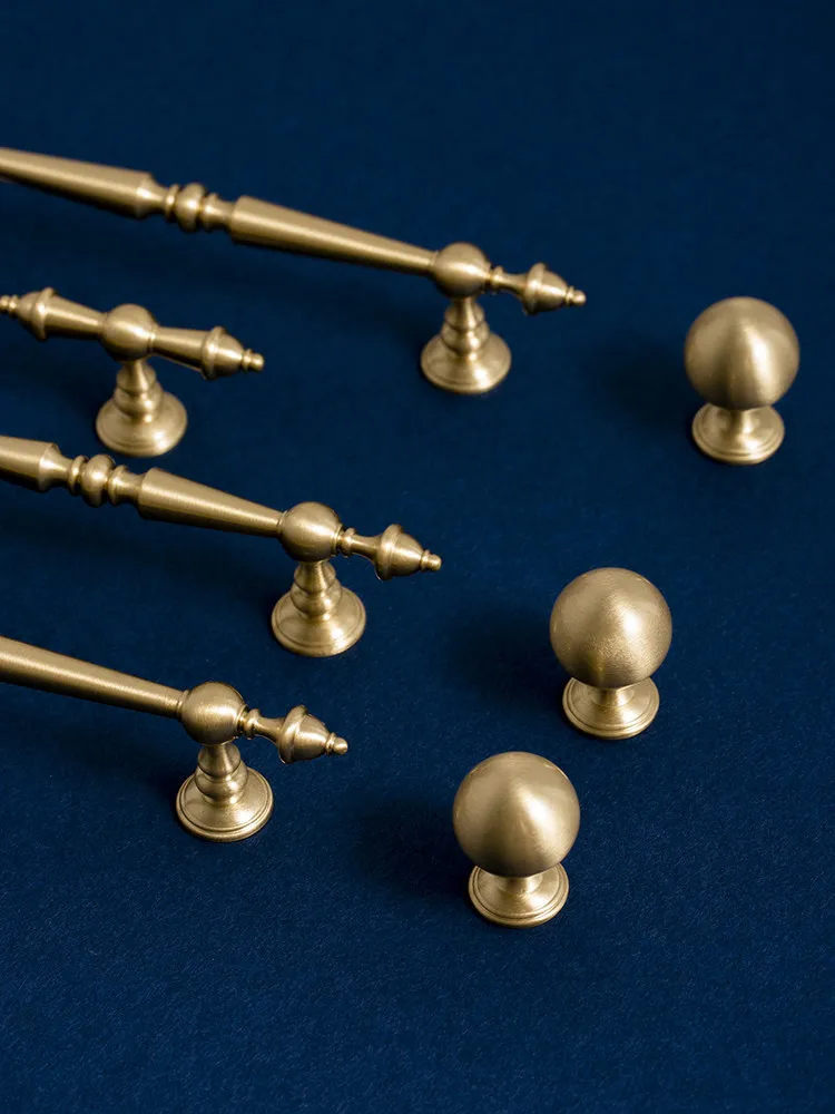 Solid Brass Drawer Handles - Simple Style Metal Cabinet Pulls Antique Furniture Knobs for Kitchen Cupboard, Wardrobe and Dresser