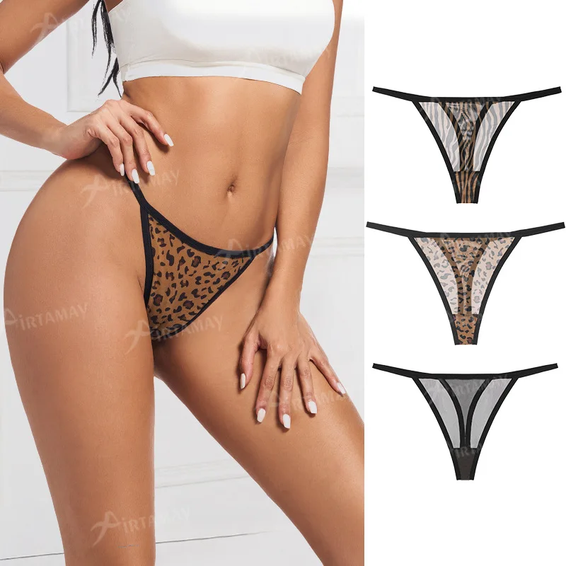 

Sports Yoga Mesh Women Panties Sexy Lingerie Seamless Low Rise Thong Lady T-Back T-Pants Leopard Zebra Printed Briefs Underwear
