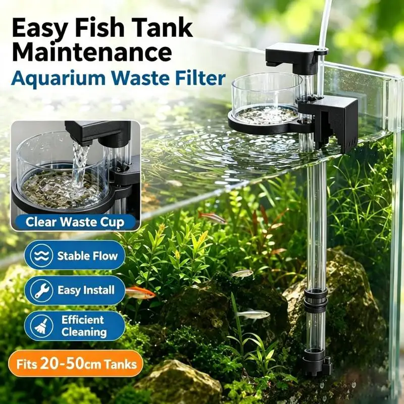 Abnehmbarer Luftdruck-Aquarium-Fischkot-Sammler, Kotreiniger, Wasserfilter, Aquascape-Oberflächenölabscheider, Verstellbare Länge – Detail 4