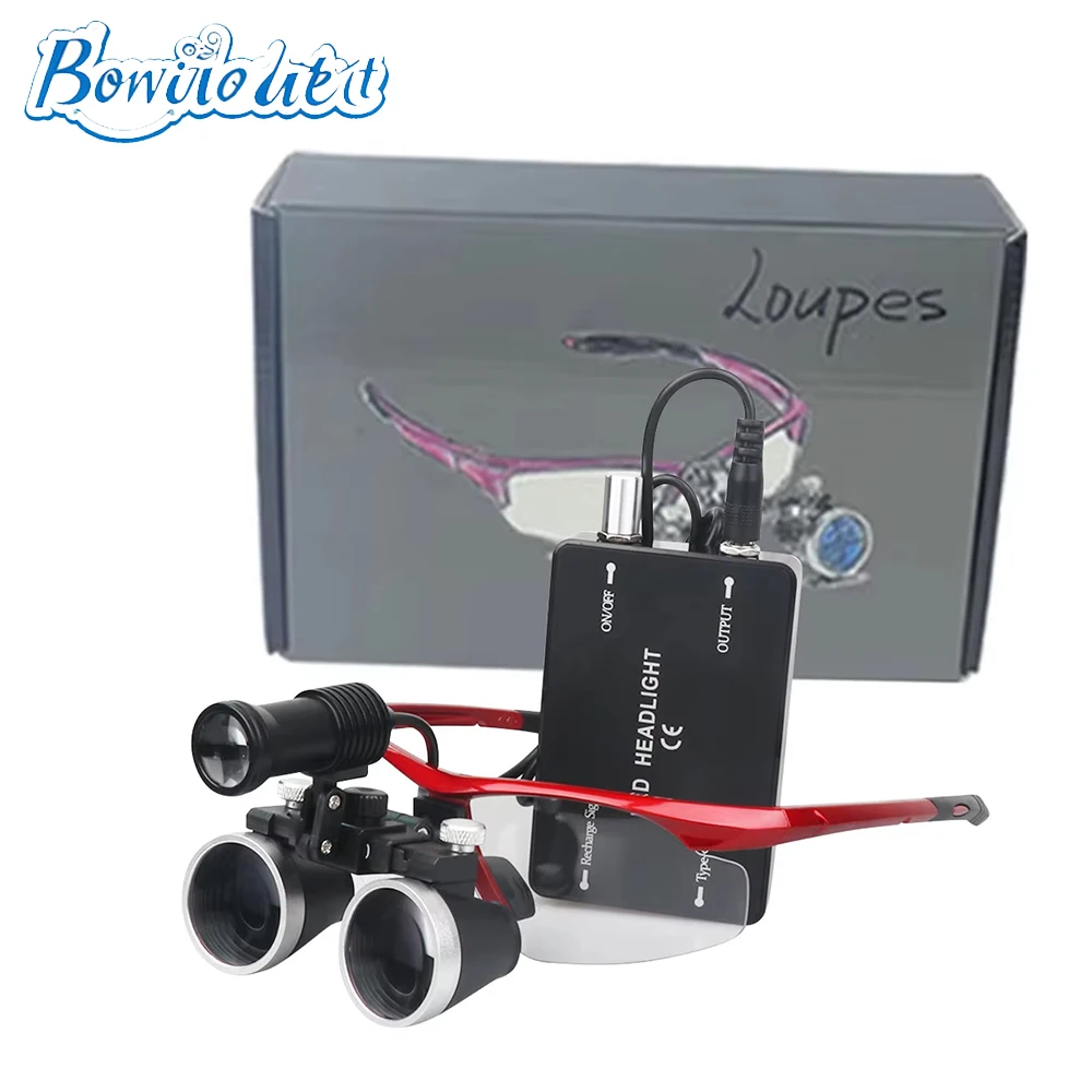Bonito-Dent 5 واط الأسنان Loupes طب الأسنان المكبر مختبر الطبية Loupes التكبير مجهر 2.5/3.5x420 المصباح كشافات