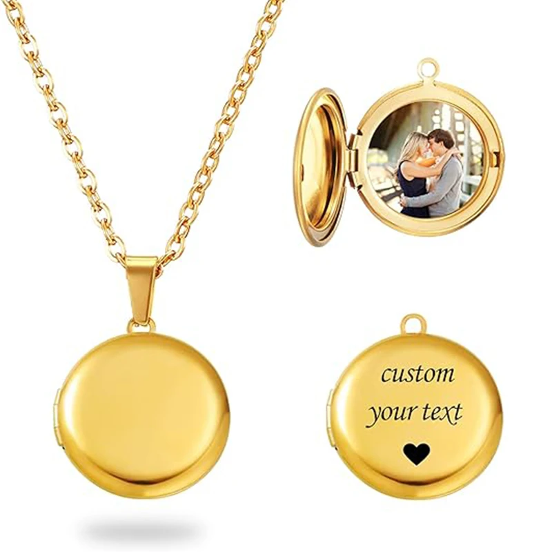 Personalisierte Medaillon-Halskette für Frauen, individuelle Foto-Herz-Anhänger-Halskette, individuelle Bild-Medaillons-Halsketten, Geburtstagsgeschenke – Detail 13