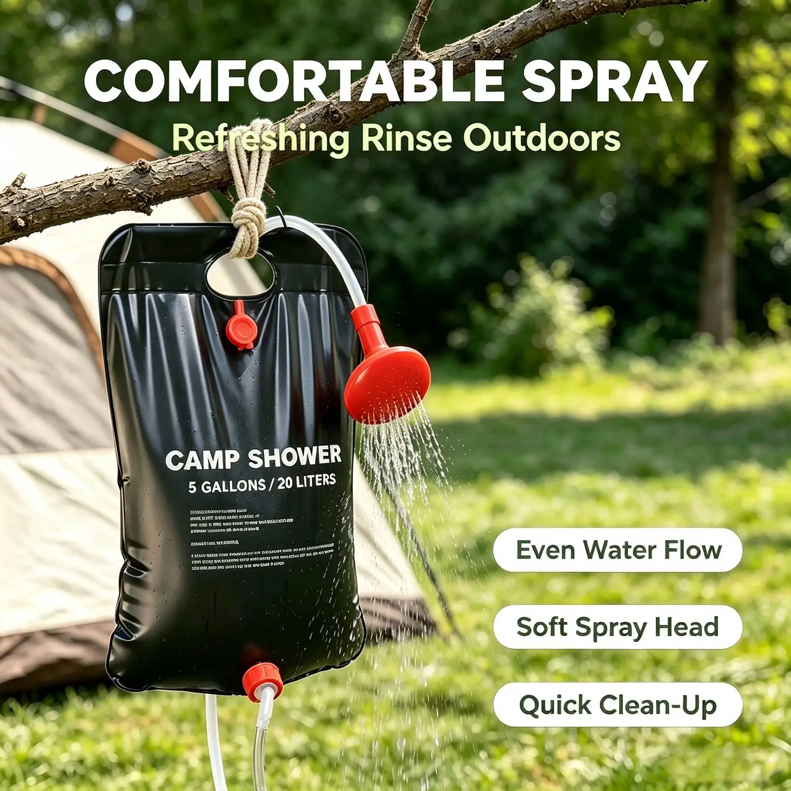 10L~ 40L Large Capacity Outdoor Shower Bag Solar Powered Heating for Camping Beach Trip Portable Bath Solution Outdoor Camping