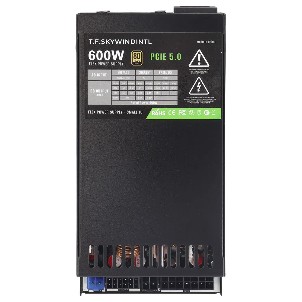 600W Power Supply 80 Plus Gold Flex PSU, Small 1U Mini-ITX, 90-264V Full Voltage Active PFC PCIe 5.0 for Desktop Server POS AIO