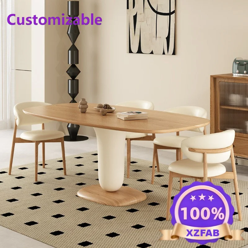Factory Direct 2026 table and chairs combination log style household size apartment household Japanese cream style designer rect