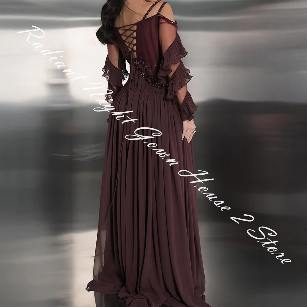 Customized Jersey A-Line Crystal Evening Dress Strapless Floor Length Long Sleeves Lace Up Back Panel Train Photo Color Modern